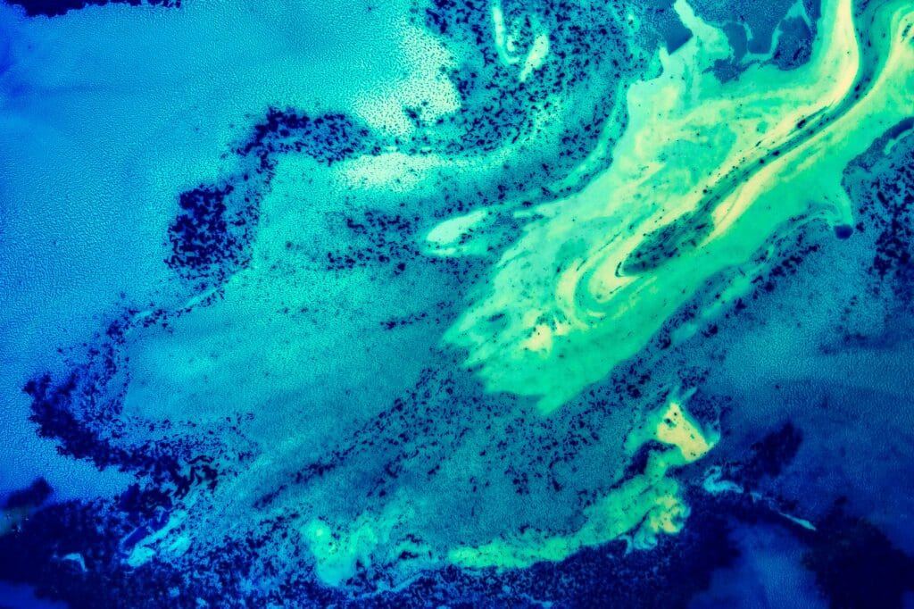 swirling green and blue abstract watery image