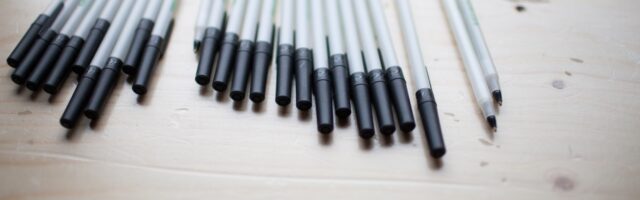 Row of pens