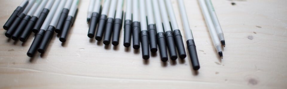 Row of pens