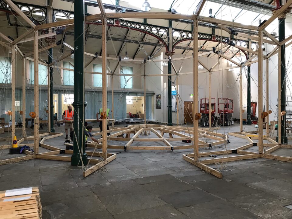 Building frame of The Den at Stalybridge Civic Hall