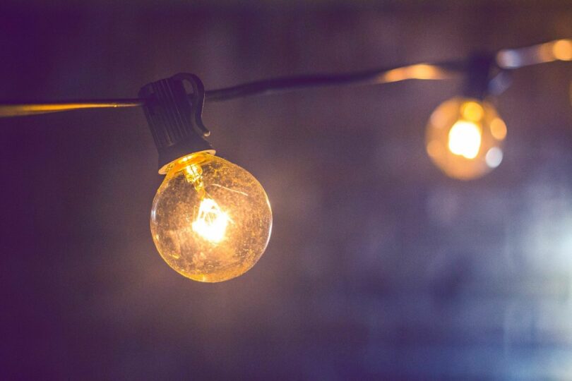 Close up of string lightbulbs