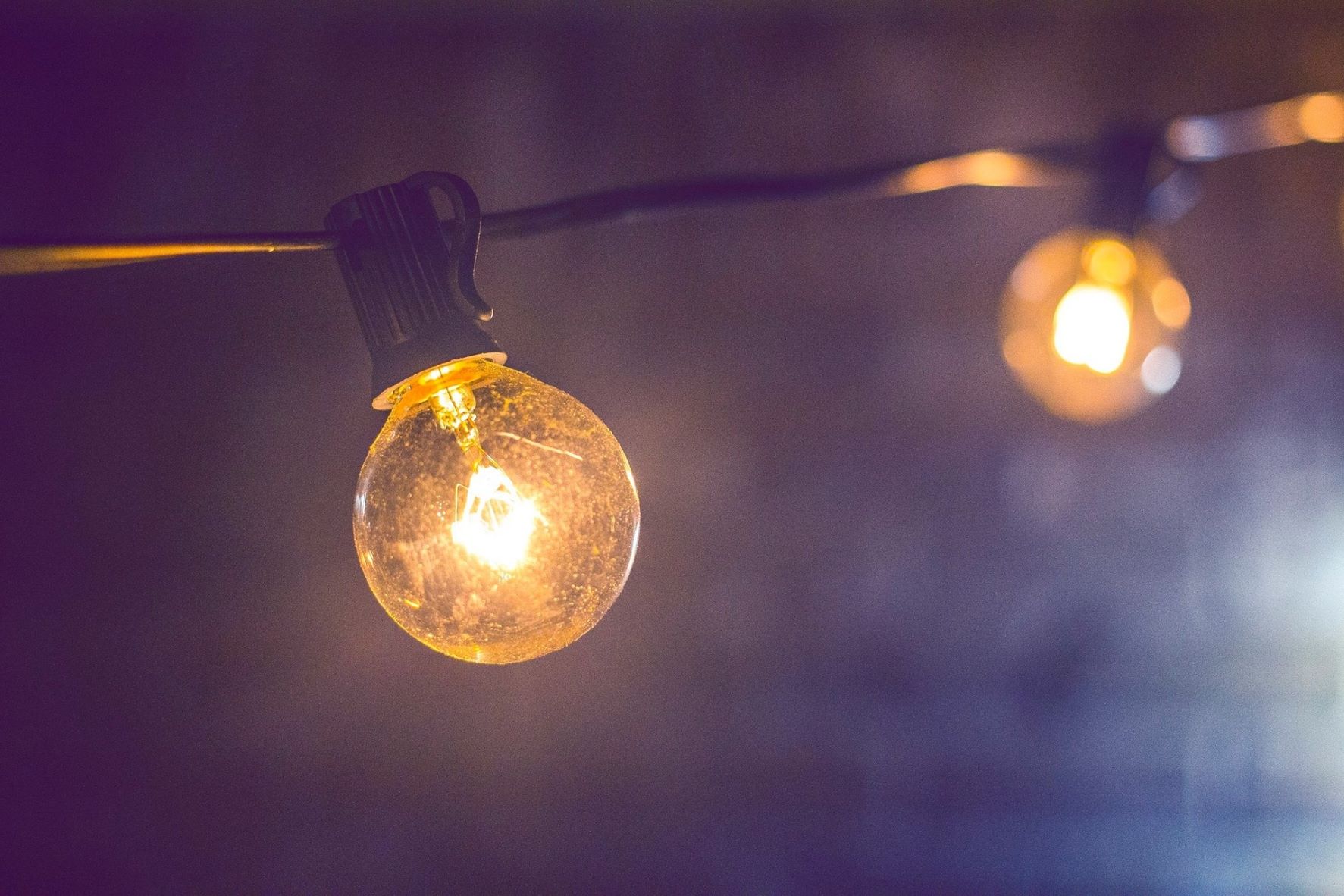 Close up of string lightbulbs