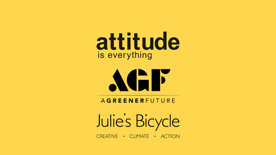 Logos of Julies Bicycle, Attitude is Everything and A Greener Future