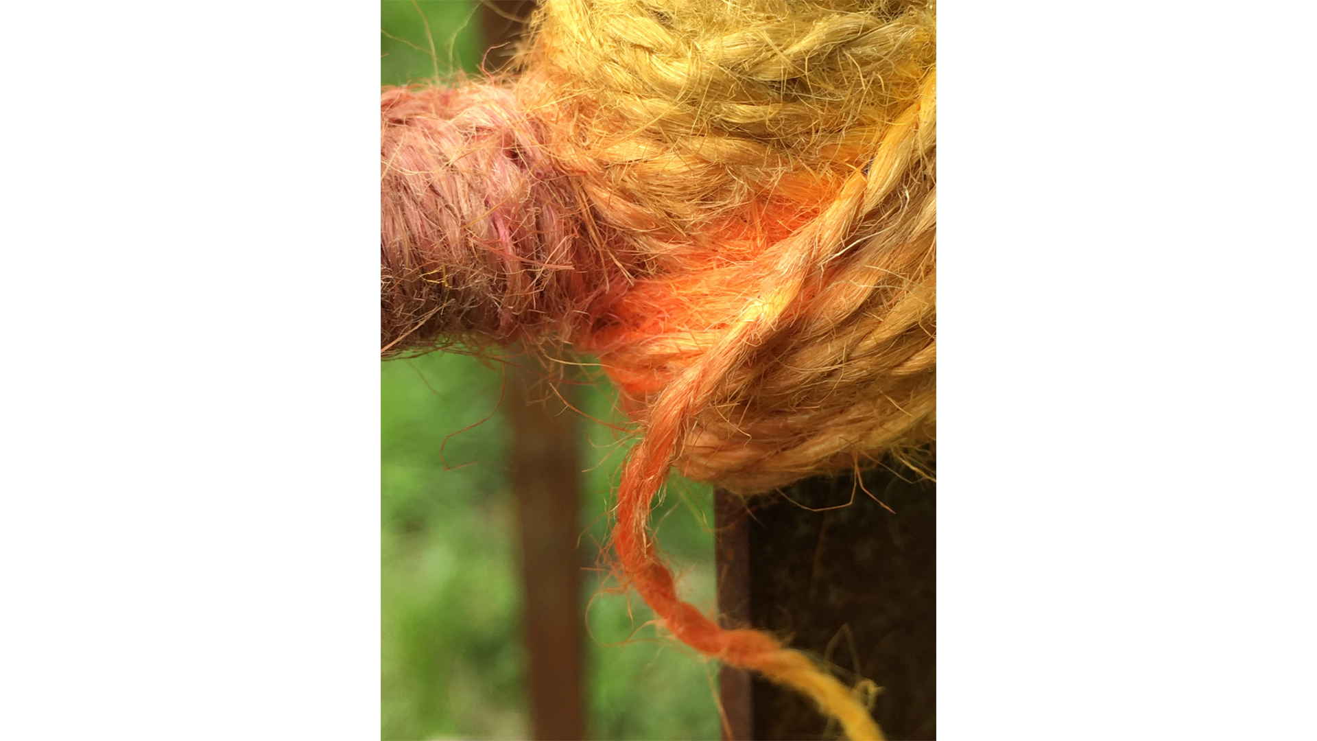 Beautiful colours of Jute String after absorbing rust
