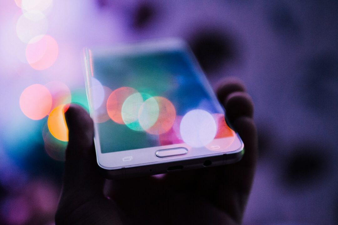 screen with abstract multicolour light patterns