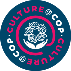 Graphic which says Culture at COP and has the global call to action branding and the COP29 logo