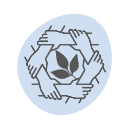 icon: hands holding together in circle with leaf in the centre