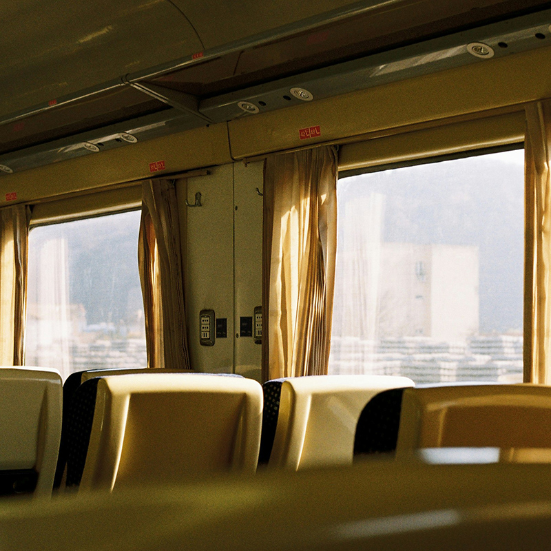 overlooking chairs on a train
