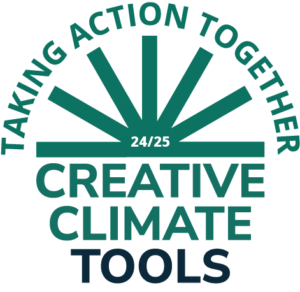 creative climate tools - taking action together and the date, arranged around an asterisk